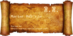 Marter Mária névjegykártya